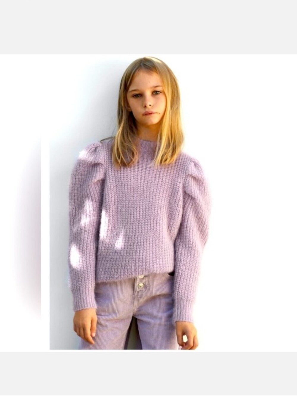 NWT Zara Lilac Purple Metallic Puff Sleeve Knit Sweater 13-14 Yrs / 164cm